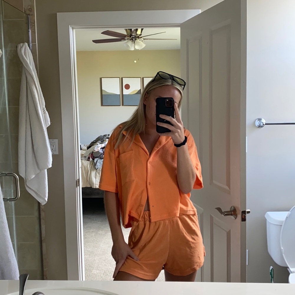 Orange terry cloth bottoms